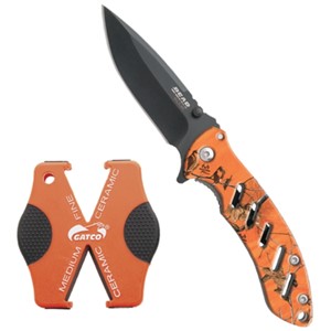Bear Edge Brisk Knife & Sharpener Combo Kit Orange