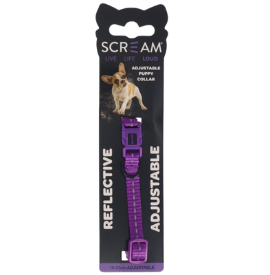 Scream Reflective Adjustable Nylon Puppy Collar 19-31cm