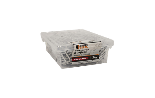 [STAPLEWW30X43KG] Staples 30 x 4.00mm Fence Barbed 3Kg 12512