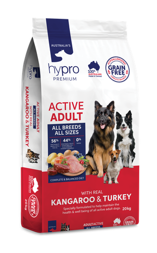[DOGHYPROPAKT20KG] Hypro Premium Active Dog Kangaroo & Turkey Grainfree 20kg