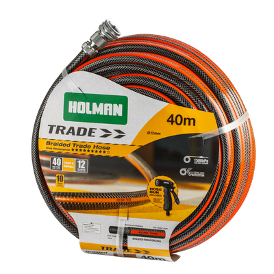 [TH1240FG] Holman Trade Hose 12mm x 40m Fitted with Gun
