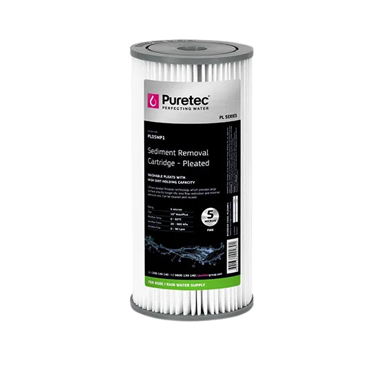 Pleated Sediment Cartridge 5 Micron 10" x 4.5" PL05MP1 Puretec