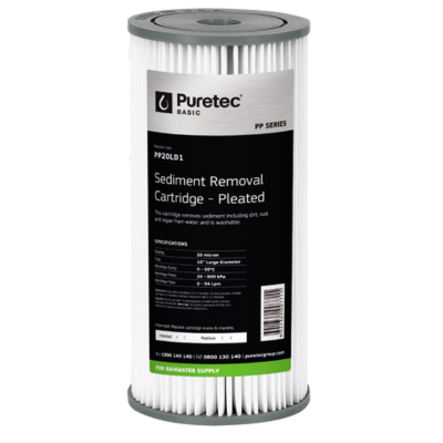 Pleated Sediment Large Diameter Cartridge 5 Micron 10" x 4.5" PP05LD1 Puretec
