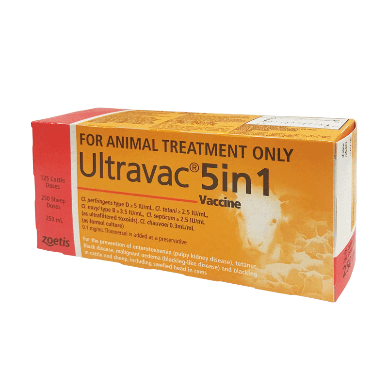 Ultravac 5in1 250ml - 125 Head Cattle, 250 Head Sheep Pack