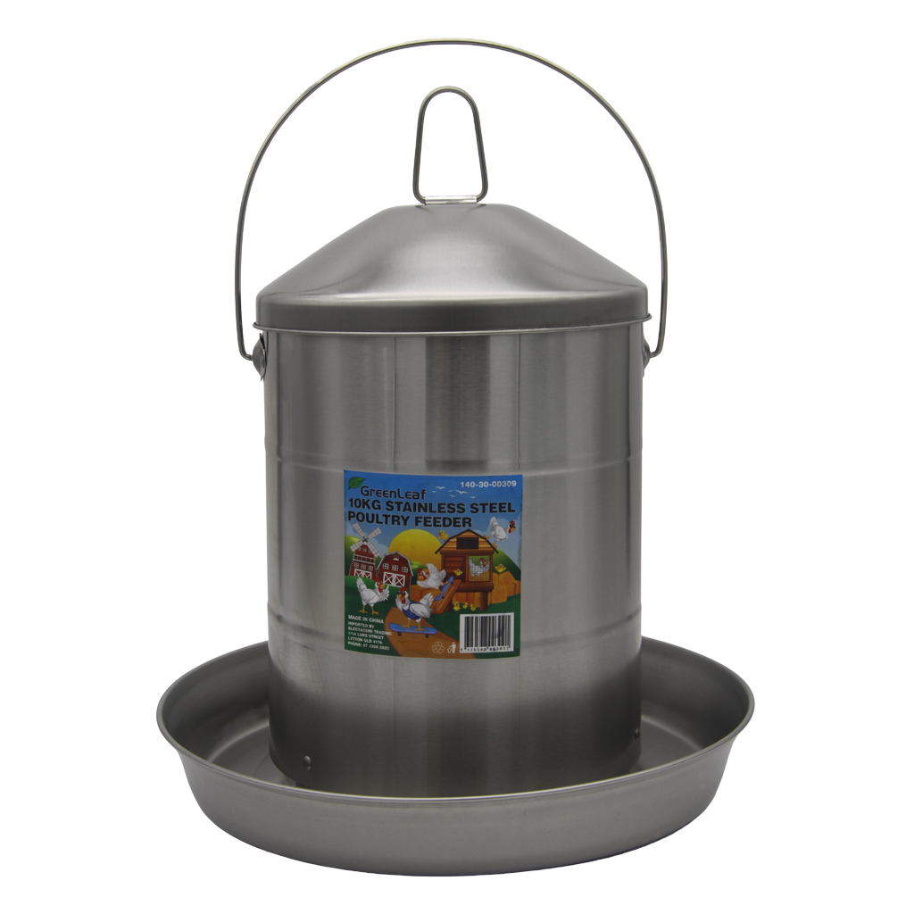 Poultry Feeder Stainless Steel 10kg Greenleaf