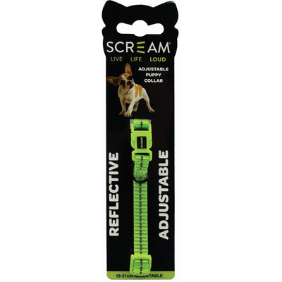 Scream Reflective Adjustable Nylon Puppy Collar 19-31cm