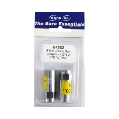 [B4532] Bare essentials 1/8"" 4 jaw grease gun coupler x2 Bare Co