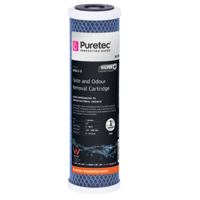 [MC011-S] Moulded Carbon Cartridge with Silver 1 Micron 2.5" x 10" Puretec
