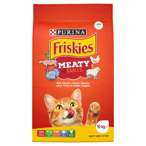 [CATFRISKCHBE10KG] Friskies Cat Food Beef / Chicken Meaty Grills 10kg