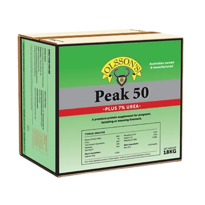 [BLOCKPEAK50718KG] Olsson Peak 50 + 7% Urea Block (Not for Horses) 18 kg