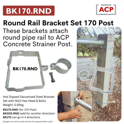 [BK170.RND] Concrete Post 170mm Strainer/Stay Bracket Set (To Suit 50nb Round) BK170.RND