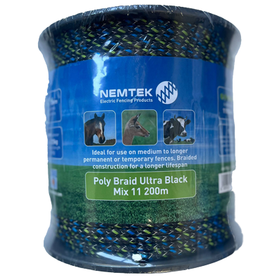 [POLYBRULTBLK6MM200M] Poly Braid Ultra Black 6mm Mix 11 200m NEMTEK